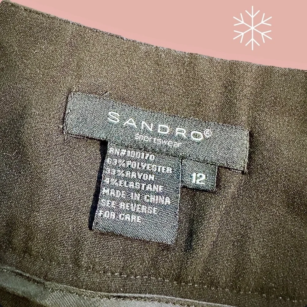 Sandro Sportswear Black Midi Pencil Skirt With Zip Fly & Belt Loops Size 12